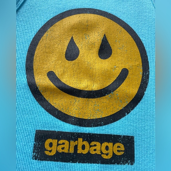 EUC, Garbage Band Tee Ribbed Crewneck Tank Top with Smiley Logo Size Small S Y2K - Picture 4 of 6